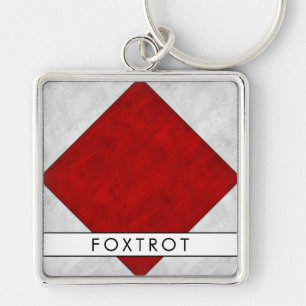 F Foxtrot Nautical Signal Flag + Your Name Key Ring