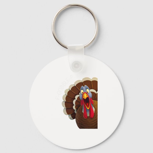 F-gobble-f Funny Thanksgiving Turkey Humor  Key Ring (Front)