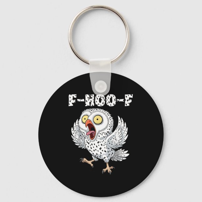 F-hoo-f Owl Meme – Funny Screaming Owl Bird Meme G Key Ring (Front)
