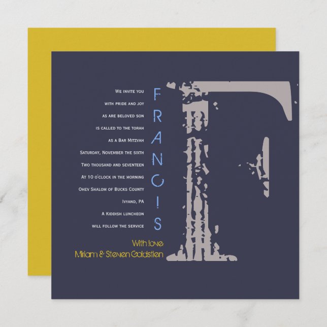 F Initial Collection Bat Bar Mitzvah Invitation (Front/Back)