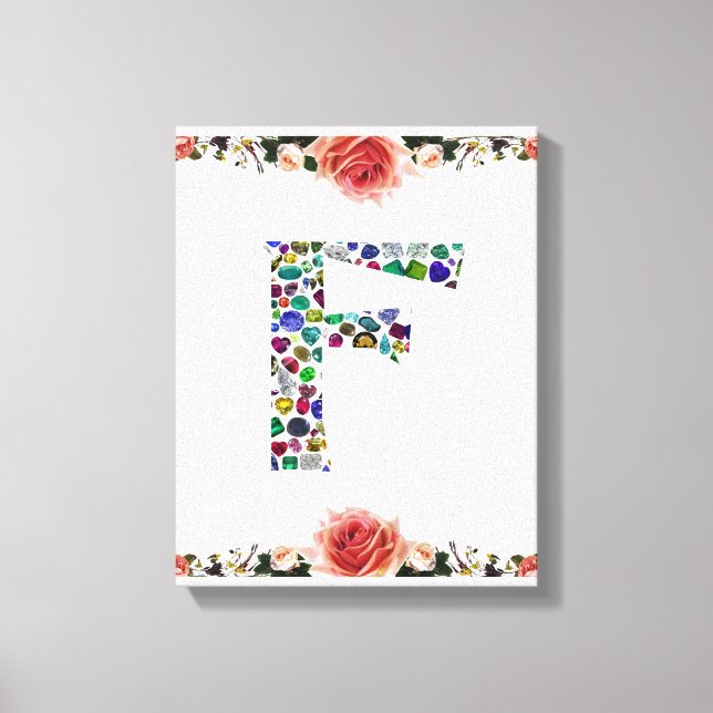 F Initial Gem Design Canvas Print (Front)