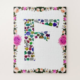 F Initial Gem Design Jigsaw Puzzle