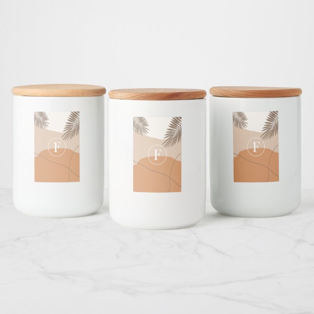 F - Initial Monogram Letter F Abstract Design Food Label (Bottles)