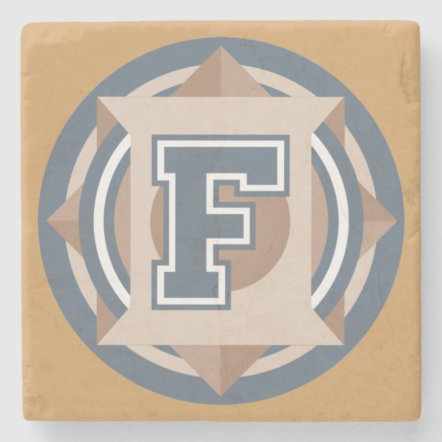 "F" Initial Stone Coaster (Front)