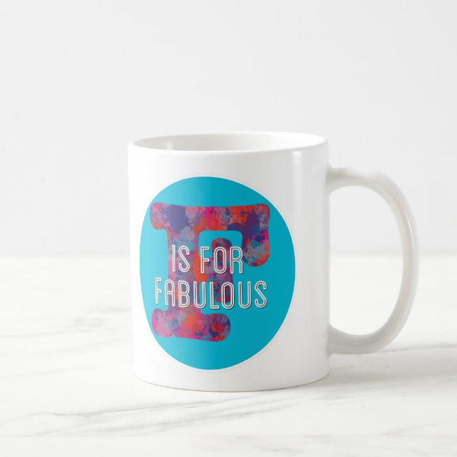 F is for Fabulous blue colourful drops monogram Coffee Mug (Right)
