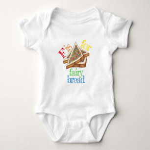 F is For Fairy Bread Australian Food Rainbow Toast Baby Bodysuit