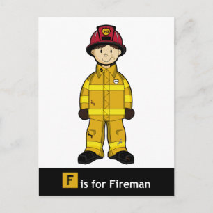F is for Fireman Postcard