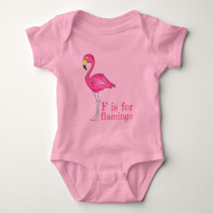 F is for Flamingo Pink Flamingoes Tropical Bird Baby Bodysuit