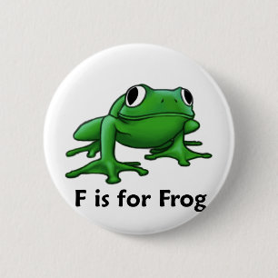 F is for Frog 6 Cm Round Badge