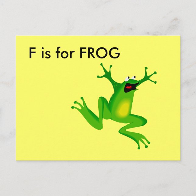 "F" is for Frog Alphabet Flashcard Postcard (Front)