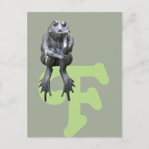 F is for Frog Whimsical Froggy Statue Postcard