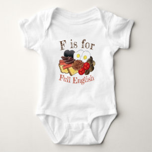 F is for FULL ENGLISH Breakfast UK British Food Baby Bodysuit