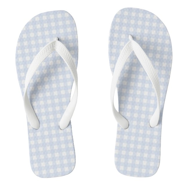 F & L Blue Gingham Flip Flops (Footbed)