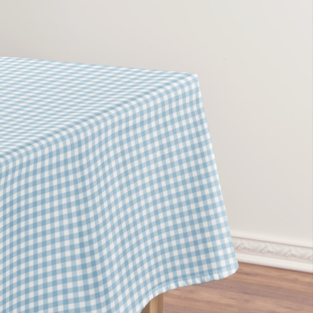 F & L Darker Blue Gingham Tablecloth (In Situ)