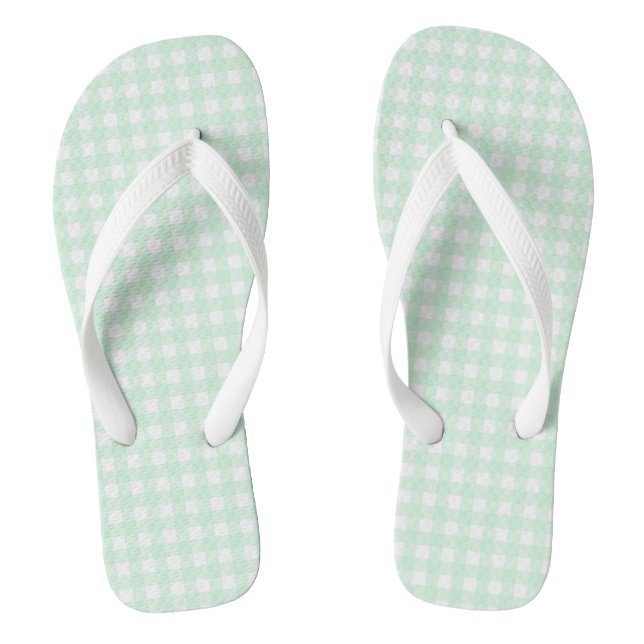 F & L Green Gingham Flip Flops (Footbed)