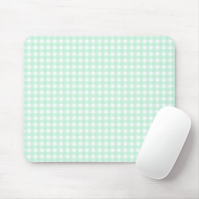 F & L Green Gingham Mouse Mat (With Mouse)