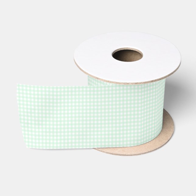 F & L Green Gingham Satin Ribbon (Spool)