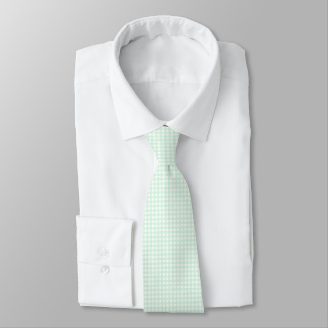F & L Green Gingham Tie (Tied)