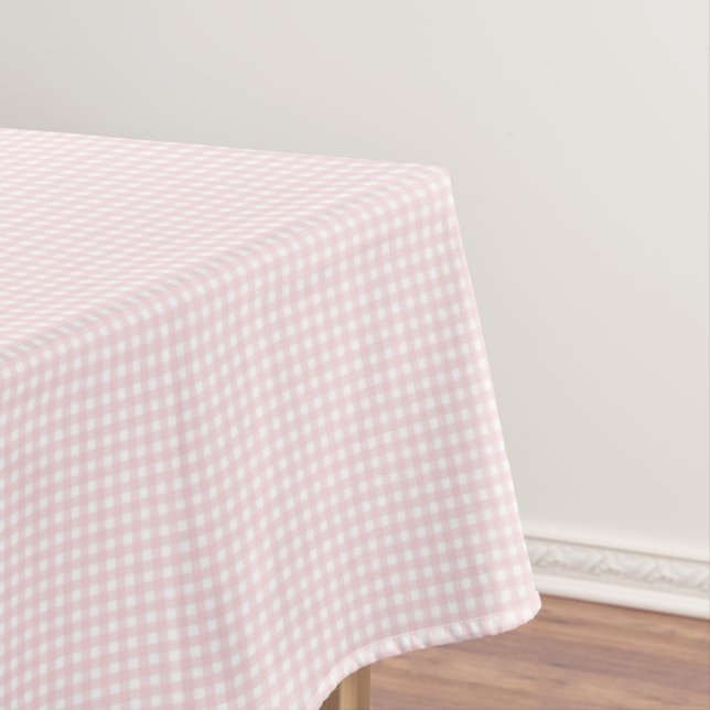 F & L Pastel Pink Gingham Tablecloth (In Situ)