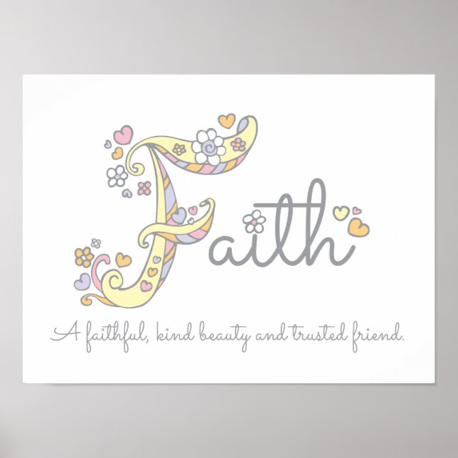F monogram art Faith girls name meaning poster (Front)