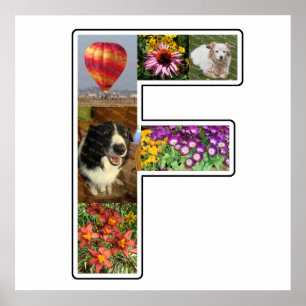 F Monogram Create Your Own 6 Custom Photo Collage Poster