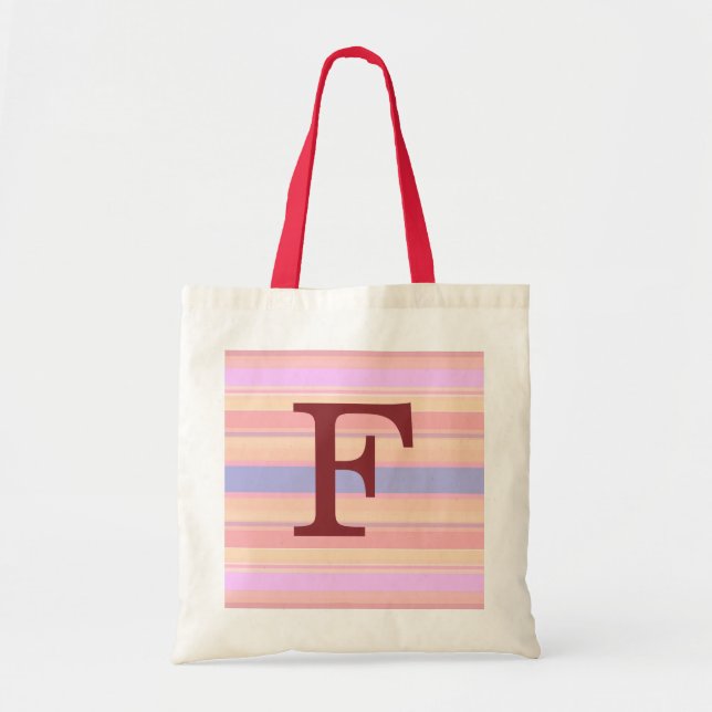F :: Monogram F Summer Stripes Fun Tote Bag (Front)