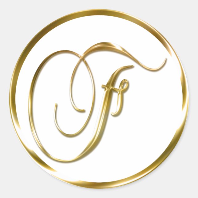 F Monogram Faux Gold Envelope Or Favour Seal (Front)