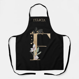 F Monogram Floral Personalised Apron