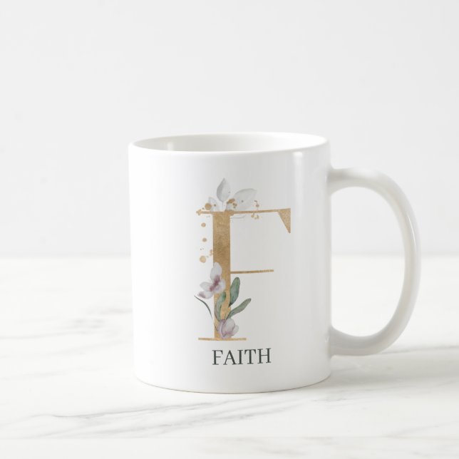 F Monogram Floral Personalised Coffee Mug (Right)