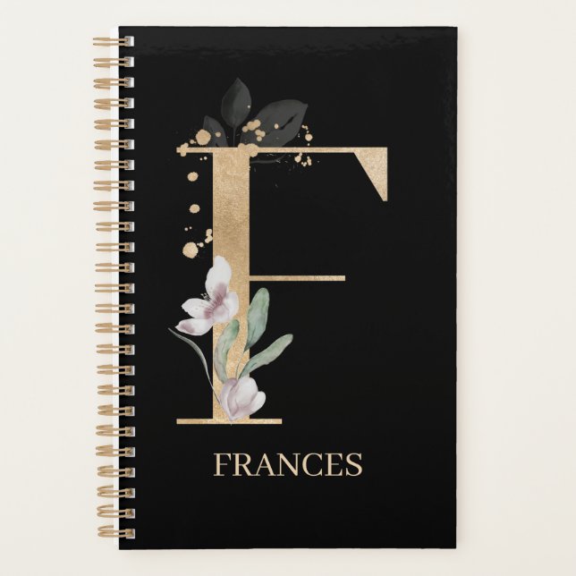 F Monogram Floral Personalised Planner (Front)