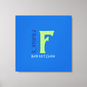 F Monogram Initial Bar Bat Mitzvah Sign-In Board Canvas Print