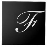 F Monogram Initial White on Black