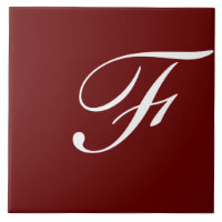 F Monogram Initial White on Maroon