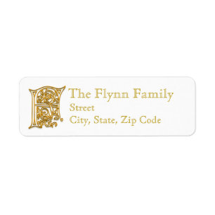 F Monogram "Irish Gold" design Address Labels