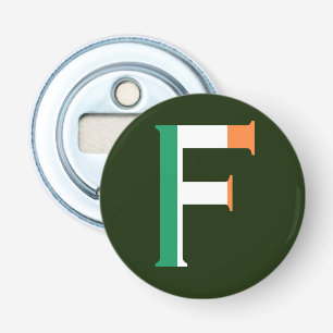 F Monogram overlaid on Irish Flag bocnt Bottle Opener