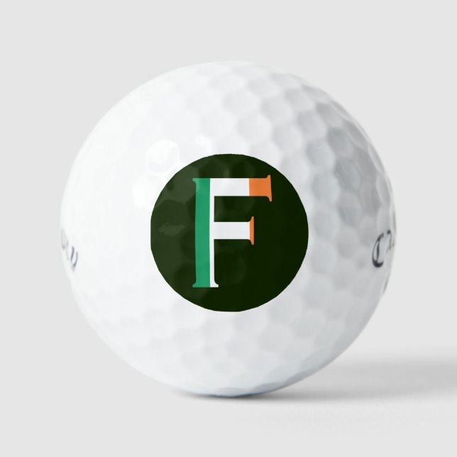 F Monogram overlaid on Irish Flag css gbcnt Golf Balls (Front)
