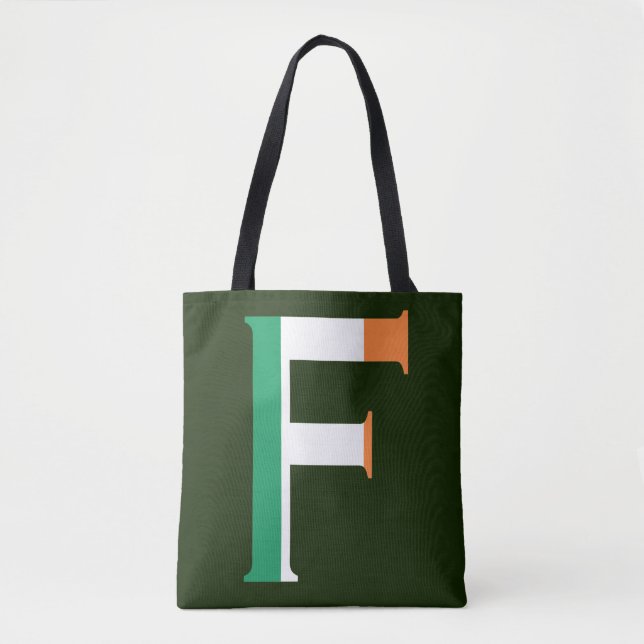 F Monogram overlaid on Irish Flag stcnt Tote Bag (Front)