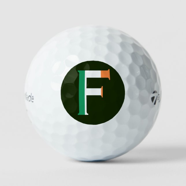 F Monogram overlaid on Irish Flag tmtp5 gbcnt Golf Balls (Front)