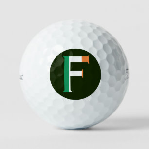 F Monogram overlaid on Irish Flag tpv1 gbcnt Golf Balls
