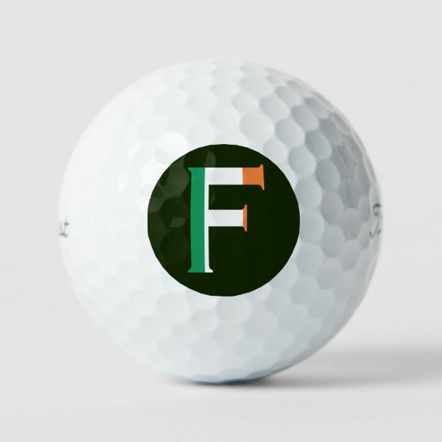 F Monogram overlaid on Irish Flag tpv1 gbcnt Golf Balls (Front)