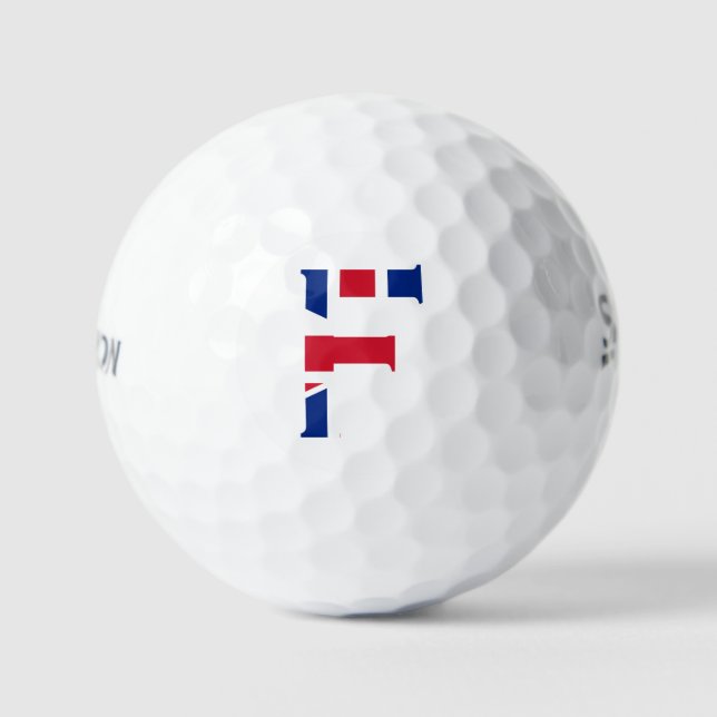 F Monogram overlaid on Union Jack Flag ssf gbcnt Golf Balls (Front)