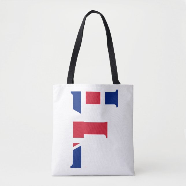 F Monogram overlaid on Union Jack Flag stcnt Tote Bag (Front)