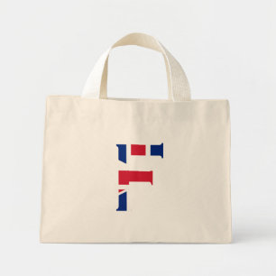F Monogram overlaid on Union Jack Flag ttt Mini Tote Bag