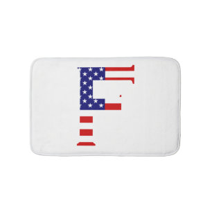 F Monogram overlaid on USA Flag bmcnt Bath Mat
