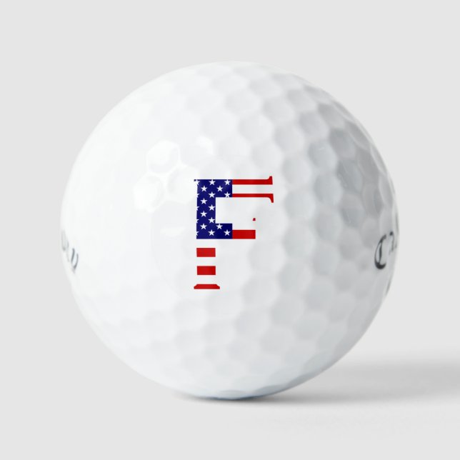 F Monogram overlaid on USA Flag css gbcnt Golf Balls (Front)