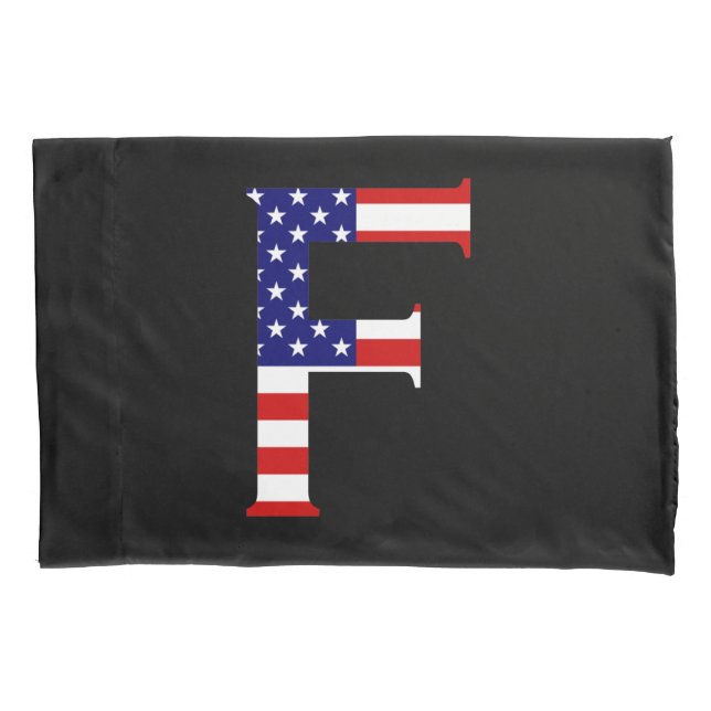 F Monogram overlaid on USA Flag pccnt Pillowcase (Front)