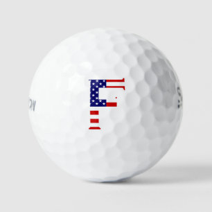 F Monogram overlaid on USA Flag ssf gbcnt Golf Balls