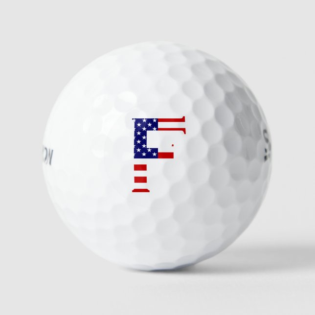 F Monogram overlaid on USA Flag ssf gbcnt Golf Balls (Front)