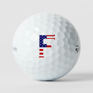 F Monogram overlaid on USA Flag tmtp5 gbcnt Golf Balls