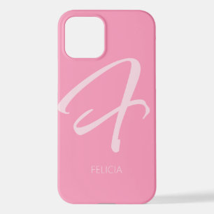 F Monogram Personalised Pink iPhone 12 Case